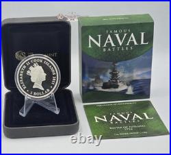 JUTLAND Famous Naval Battles 1916 Silver Coin Cook Islands 2010