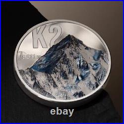 K2 Peaks 2 Oz Silver Coin $10 Cook Islands 2024