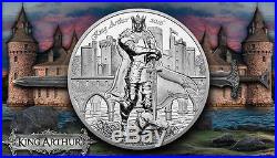 KING ARTHUR Camelot Knights Round Table 2 Oz Silver Coin 10$ Cook Islands 2016