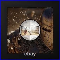 KNIGHT GAMES Jousting 1 Oz Silver Coin 5$ Cook Islands 2026
