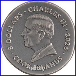 Krios Numismatic Icons 2026 $5 1 oz Silver Antique Finish Coin Cook Island CIT