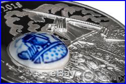 LAND OF WATER Windmill Royal Delft Silver Coin 10$ Cook Islands 2018