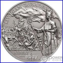 LIVONIAN CRUSADE Northern History 1 Oz Silver Coin $5 Cook Islands 2018