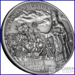 LIVONIAN CRUSADE Northern History 1 Oz Silver Coin $5 Cook Islands 2018