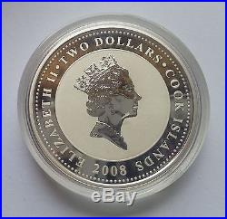 LOVE IS PRECIOUS Heart Swan White Bird 1oz pure silver coin $2 Cook Islands 2008
