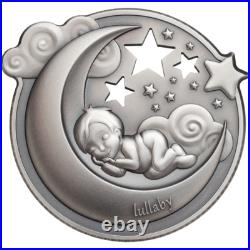 LULLABY Dreaming Boy 1 oz Antique Finish Silver Coin 2018 Cook Islands $5