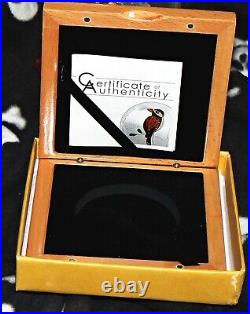 Large Silver 3-D Coin 2017 Proof Quilling Art Bird PCGS PR69DCAM Box & C of A