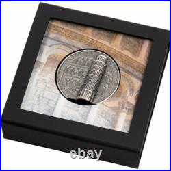 Leaning Tower of Pisa 5 oz Antique finish Silver Coin 25$ Cook Islands 2022 Leaning Tower of Pisa 5 oz Antique finish Silver Coin 25$ Cook Islands 2022