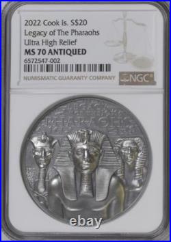 Legacy of the Pharaohs 2022 Cook Islands $20 3oz Silver Coin NGC 70