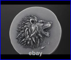 Leon 1 oz silver coin antiqued Cook Islands 2025