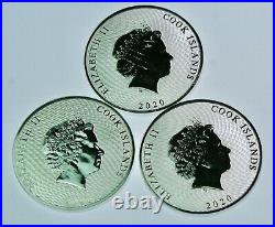 Lot of 3- 2020 1 oz Silver. 9999 Fine Cook Island $1 HMS Bounty Ship Coin BU