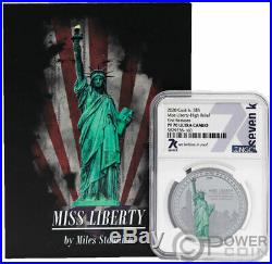 MISS LIBERTY PF70 by Miles Standish 1 Oz Silver Coin 5$ Cook Islands 2020