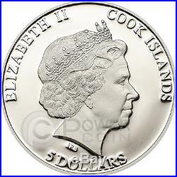 MOLDAVITE IMPACT Meteorite Silver Coin 5$ Cook Islands 2014