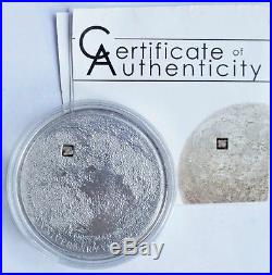 MOON Lunar Meteorite Moonstone Silver Coin 5$ Cook Islands 2009