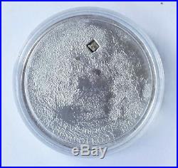 MOON Lunar Meteorite Moonstone Silver Coin 5$ Cook Islands 2009