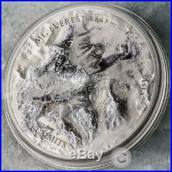 MT EVEREST Mount 7 Summits Asia Himalayas 5 Oz Silver Coin 25$ Cook Islands 2017