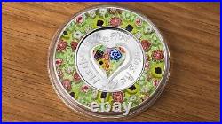 MURRINE MILLEFIORI GLASS ART Silver Proof Coin 5$ Cook Islands 2017