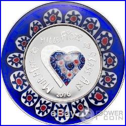 MURRINE MILLEFIORI GLASS ART Venetian Murano Silver Coin 5$ Cook Islands 2016