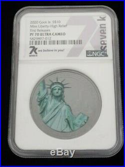 Miss Liberty 2020 2oz Silver. 999 Coin High Relief PF70 1st Miles Standish