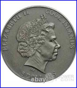 NARWHAL Northen Fish Unicorn Sea High Relief Silver Coin 5$ Cook Islands 2015