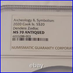 NGC MS70 2020 Cook Island Dendera Zodiac Archeology &Symbolism 3oz Silver Coin