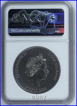 NGC MS70 2022 Untrapped 1oz silver Coin antiqued Horror Cook Islands COA
