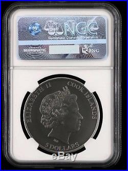 NGC MS70 Cook Islands 2015 1oz Silver Coin Chondrite Impact Meteorite NWA 4037