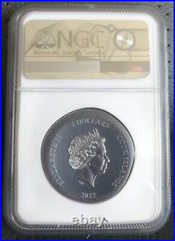 NGC MS70 Cook Islands 2022 Pegasus Antiqued Silver Coin 1oz COA