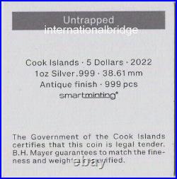 NGC MS70 Cook Islands 2022 Untrapped High Relief Silver Coin 1oz COA