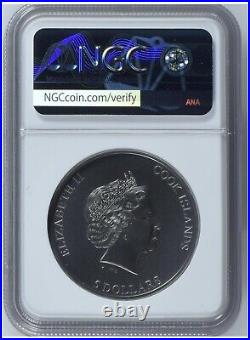 NGC MS70 FR 2022 Untrapped 1oz silver Coin antiqued Horror Cook Islands COA