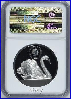 NGC PF69 FR 2023 Cook Islands Black Swan 2oz Silver Black Proof Coin