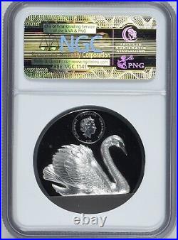 NGC PF69 FR 2023 Cook Islands Black Swan 2oz Silver Black Proof Coin P0P14