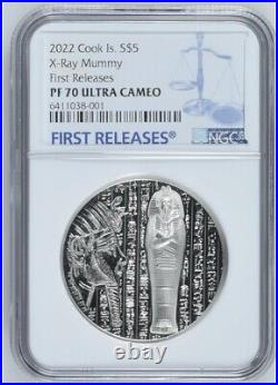 NGC PF70 FR 2022 Cook Islands, X-Ray Mummy 1oz Silver Coin Ultra High Relief