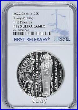 NGC PF70 FR MUMMY X-Rays 1oz. Silver Coin $5 Cook Islands 2022 Ultra High Relief