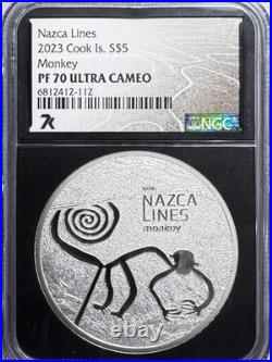 Nazca Lines 2023 Cook Island S$5 Monkey PF70 Ultra Cameo Only 1000 Made