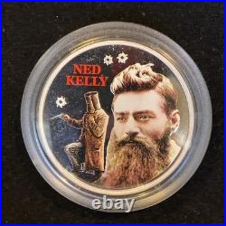 Ned Kelly 2 Oz Silver Coin. 999 Fine 2003 Cook Islands PROOF & Colorized