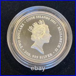 Ned Kelly 2 Oz Silver Coin. 999 Fine 2003 Cook Islands PROOF & Colorized