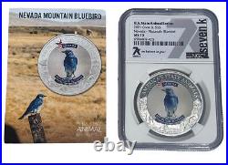Nevada Mountain Bluebird MS70 US State Animal 1 Oz Silver Coin 5 Dollar