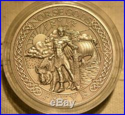 Norse Gods Freyr, 2 oz Silver Coin, Cook Islands 2015