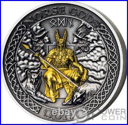 ODIN Norse Gods Gold Plating 2 Oz Silver Coin 1$ Cook Islands 2021