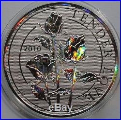 ORIGINAL Cook Islands 2010 $ 5 TENDER LOVE Silver Coin with Hologram RARE