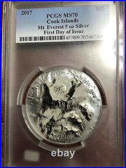 PCGS MS70 2017 THE SEVEN SUMMITS MT. EVEREST HIMALAYAS 5oz SILVER COIN $25