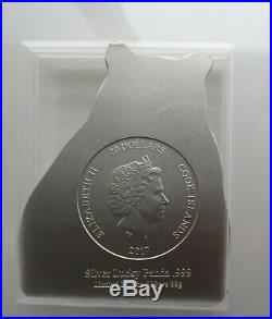 PCGS MS70 Cook Islands 2017 Lucky Panda Antique Finish Silver Coin 88g COA