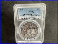 PCGS MS70 Shield of Athena Silver Coin 2oz -Mythology Aegis, Cook Islands 2018