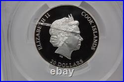 PCGS PR69 2023 Cook Islands $20 FDOI Alcatraz Island 3oz Silver Coin 055GRA