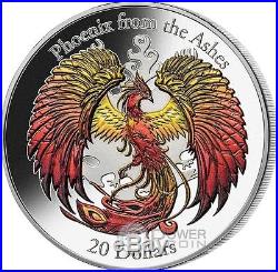 PHOENIX From The Ashes High Relief 3 Oz Silver Coin 20$ Cook Islands 2015