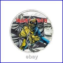 PIECE OF MIND Iron Maiden 2 Oz Silver Coin $10 Cook Islands 2023