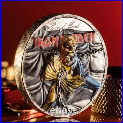 PIECE OF MIND Iron Maiden 2 Oz Silver Coin $10 Cook Islands 2023