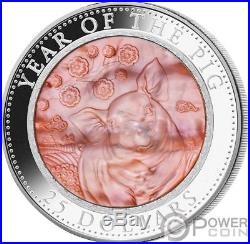 PIG Mother of Pearl Lunar Year Series 5 Oz Silver Coin 25$ Cook Islands 2019