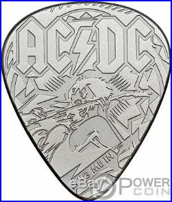 PLUG ME IN ACDC Plectrum Guitar Pick 1/4 Oz Silver Coin 2$ Cook Islands 2019